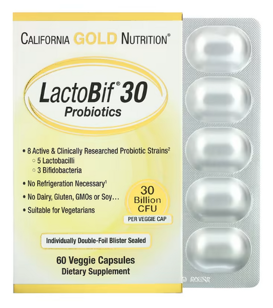 California Gold Nutrition LactoBif Probiotics 30 Billion CFU 60 Capsules